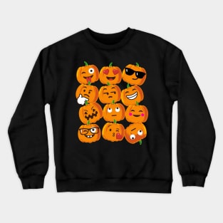 Pumpkin Emoji Faces T-Shirt Emoji Halloween Costume Crewneck Sweatshirt